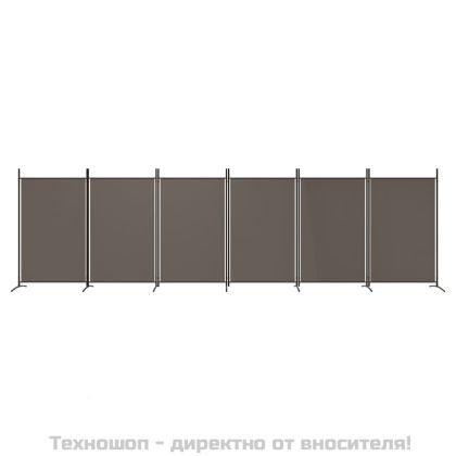 Параван за стая, 6 панела, антрацит, 520x180 cм, текстил