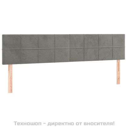 Горни табли за легло, 2 бр, светлосиви, 100x5x78/88 см, кадифе