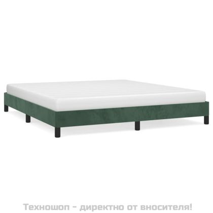 Рамка за легло без матрак, тъмнозелена, 160x200 см, кадифе