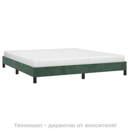 Рамка за легло без матрак, тъмнозелена, 160x200 см, кадифе