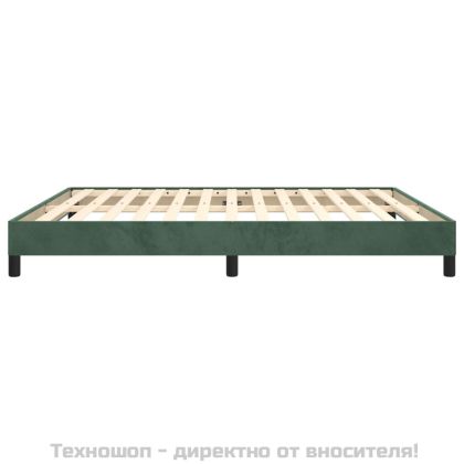 Рамка за легло без матрак, тъмнозелена, 160x200 см, кадифе