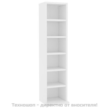 Етажерка за компактдискове, бяла, 21x20x88 см, инженерно дърво