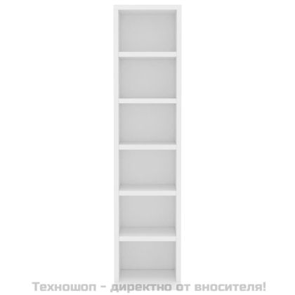 Етажерка за компактдискове, бяла, 21x20x88 см, инженерно дърво