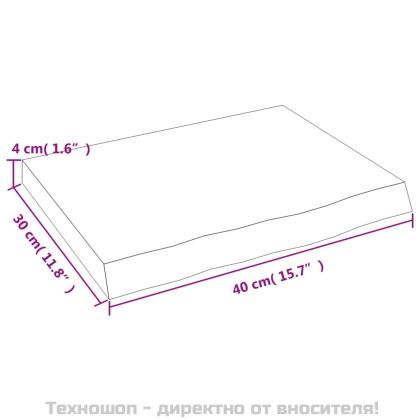 Стенен рафт тъмнокафяв 40x30x(2-4) см обработен масивен дъб