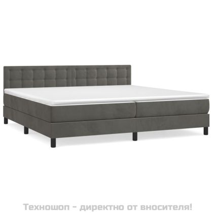Боксспринг легло с матрак, тъмносиво, 200x200 см, кадифе