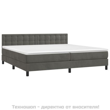 Боксспринг легло с матрак, тъмносиво, 200x200 см, кадифе