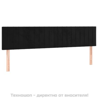 Боксспринг легло с матрак, черно, 180x200 см, кадифе