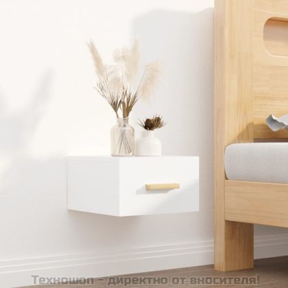 Нощно шкафче за стенен монтаж, бяло, 35x35x20 см