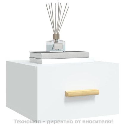 Нощно шкафче за стенен монтаж, бяло, 35x35x20 см