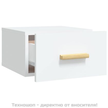Нощно шкафче за стенен монтаж, бяло, 35x35x20 см
