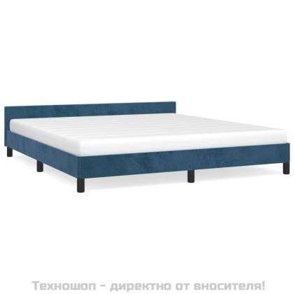 Рамка за легло без матрак, тъмносиня, 180x200 см, кадифе