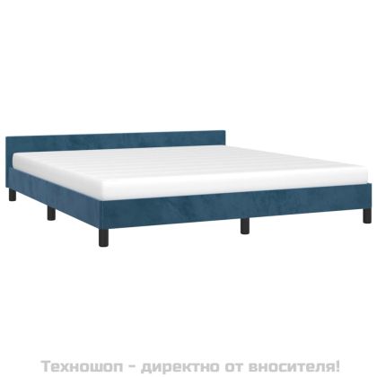 Рамка за легло без матрак, тъмносиня, 180x200 см, кадифе