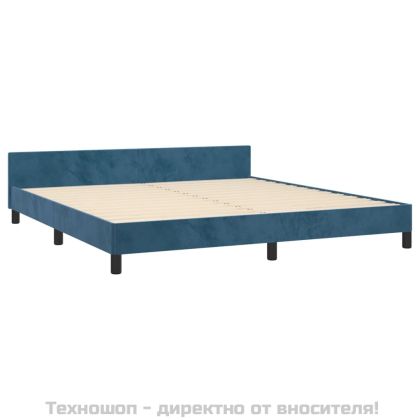 Рамка за легло без матрак, тъмносиня, 180x200 см, кадифе