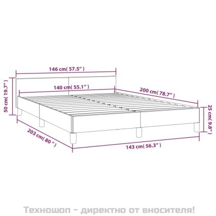 Рамка за легло без матрак, кремава, 140x200 см, плат