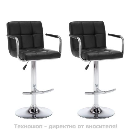 Бар табуретки, 2 бр, черни, изкуствена кожа