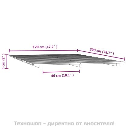 Рамка за легло, 120x200 см, бор масив