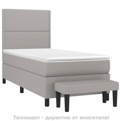 Боксспринг легло с матрак, светлосиво, 100x200 см, плат