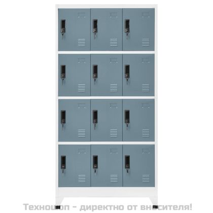 Заключващ се шкаф светлосиво и тъмносиво 90x45x180 см стомана