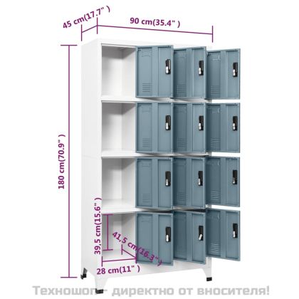 Заключващ се шкаф светлосиво и тъмносиво 90x45x180 см стомана