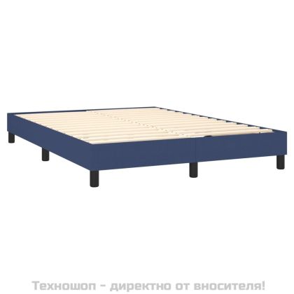 Боксспринг легло с матрак, синьо, 140x200 см, плат
