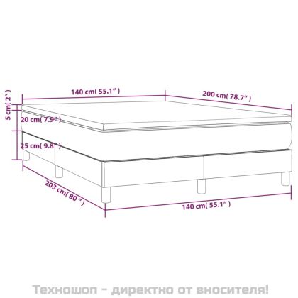 Боксспринг легло с матрак, синьо, 140x200 см, плат