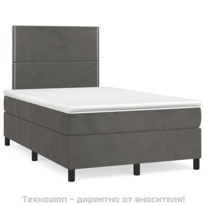 Боксспринг легло с матрак, тъмносиво, 120x200 см, кадифе