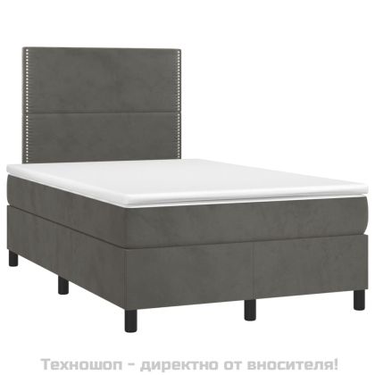 Боксспринг легло с матрак, тъмносиво, 120x200 см, кадифе
