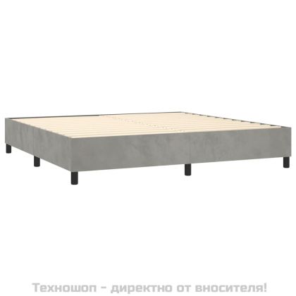 Боксспринг легло с матрак, светлосиво, 200x200 см, кадифе