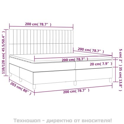 Боксспринг легло с матрак, светлосиво, 200x200 см, кадифе