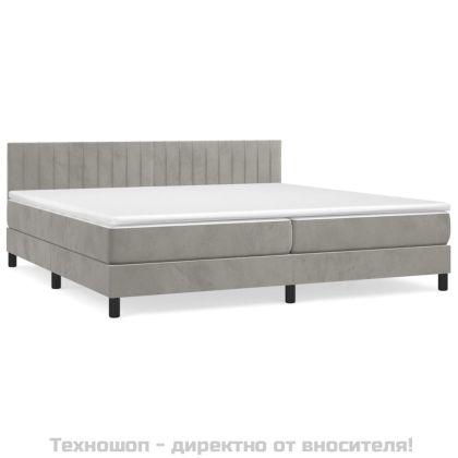 Боксспринг легло с матрак, светлосиво, 200x200 см, кадифе
