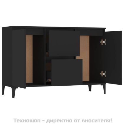Сайдборд, черен, 102x35x70 см, инженерно дърво