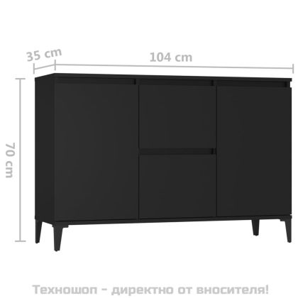 Сайдборд, черен, 102x35x70 см, инженерно дърво
