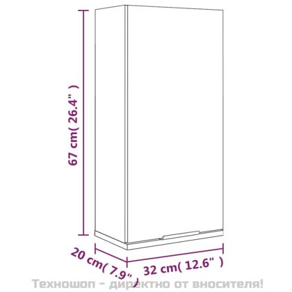 Шкаф за баня за стенен монтаж, бял, 32x20x67 см