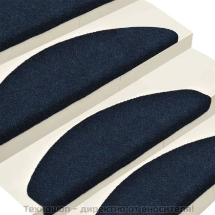 Изтривалки за стълби, самозалепващи се, 15 бр., 56x17x3 см, тъмносини, полукръгли