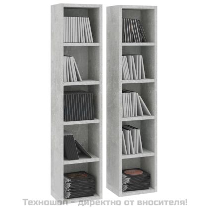 CD шкафове, 2 бр, бетонно сиви, 21x16x93,5 см, ПДЧ