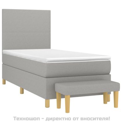 Боксспринг легло с матрак, светлосиво, 100x200 см, плат