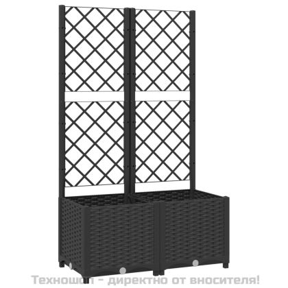 Градинска саксия с решетка, черна, 80x40x136 см, полипропилен