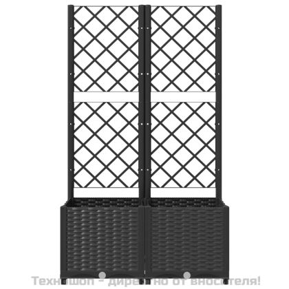 Градинска саксия с решетка, черна, 80x40x136 см, полипропилен
