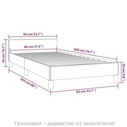 Рамка за легло с табла без матрак, сива, 80x200 см