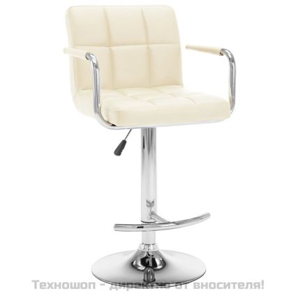 Бар табуретки, 2 бр, кремави, изкуствена кожа