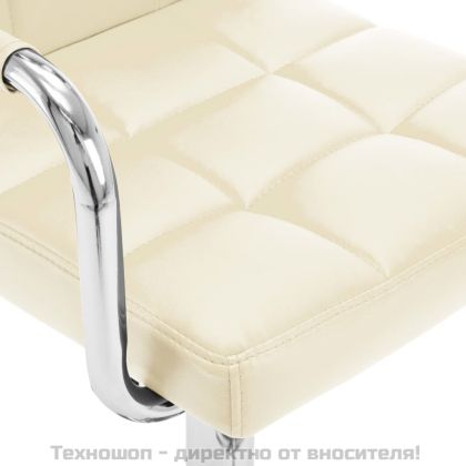 Бар табуретки, 2 бр, кремави, изкуствена кожа