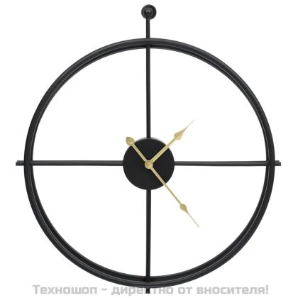 Стенен часовник, черен, 52 см, желязо
