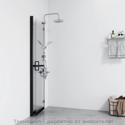 Сгъваема стена за душ с прозрачно ESG стъкло, 100x190 см