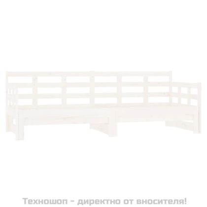 Разтегателна кушетка, бяла, борово дърво масив, 2x(80x200) см