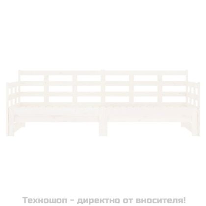 Разтегателна кушетка, бяла, борово дърво масив, 2x(80x200) см