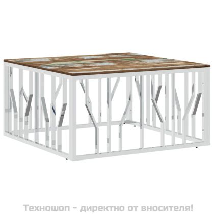 Маса за кафе, неръждаема стомана и регенерирано дърво масив
