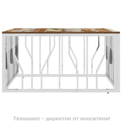 Маса за кафе, неръждаема стомана и регенерирано дърво масив