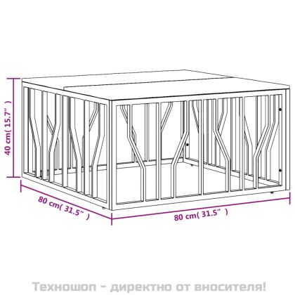 Маса за кафе, неръждаема стомана и регенерирано дърво масив
