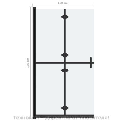 Сгъваема стена за душ с матирано ESG стъкло, 110x190 см