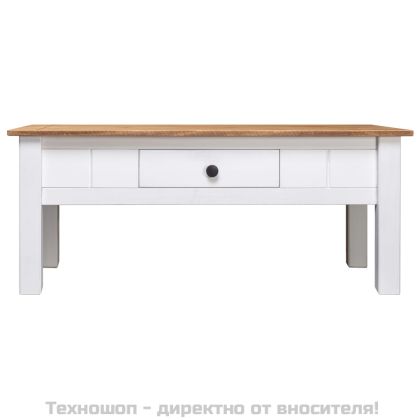 Кафе маса, бяла, 100x60x45 см, бор масив, Panama Range